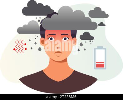 Depression, Confusion and Feeling Low Energy - Stock Illustration as EPS 10 File Stock Vector