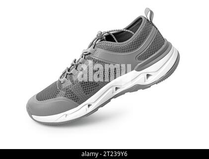 Modern sneakers isolated on white background. Grey color. With clipping path Stock Photo