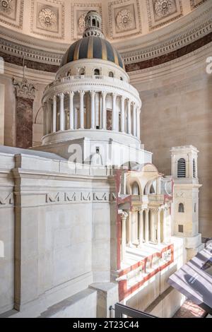 Scale miniature model of Pantheon placed inside the Pantheon in Paris, France Stock Photo