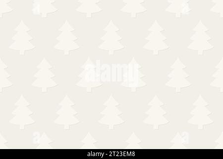 seamless white, cream paper with embossed christmas trees- vector illustration Stock Vector