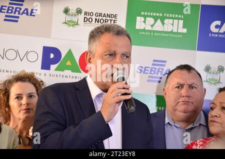 October 16, 2023, Natal, Rio Grande do Norte, Brasil: NATAL (RN), 16/20/3023 - RUI COSTA/RENAN FILHO/BR 304-THE ministers, Rui Costa - Minister of the Civil House, guarantees duplication of Br 304 will be tendered in 2024, and Renan Filho - Minister of Transport, complied agenda in Natal RN for the launch of PAC 3 with the presence of the Governor of Rio Grande do Norte, Fatima Bezerra. (Foto: JosÃƒ © Aldenir/Thenews2/Zumapress) (Credit Image: © Jose Aldenir/TheNEWS2 via ZUMA Press Wire) EDITORIAL USAGE ONLY! Not for Commercial USAGE! Stock Photo