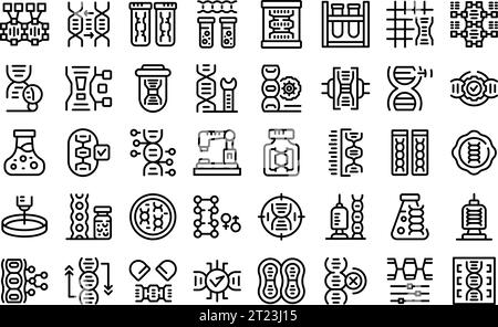Gene therapy icons set outline vector. Science cell therapy. Future dna health Stock Vector