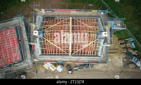 An aerial photo of building site in Yorkshire Stock Photo