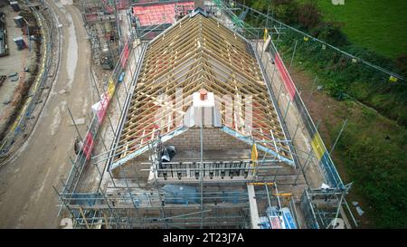 An aerial photo of building site in Yorkshire Stock Photo