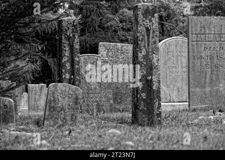 Antique headstones at the village cemetery in Vineyard Haven, Martha's Vineyard Massachusetts Stock Photo