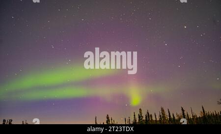 Shaped Aurora seen with Stars in Fairbanks, Alaska Stock Photo