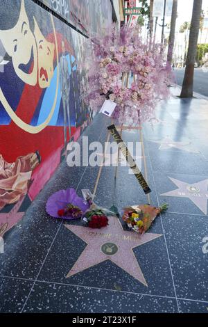 Los Angeles, California, USA 16th October 2023 Actress Suzanne Somers Hollywood Walk of Fame Star with Flowers placed on it today on October 16, 2023 in Los Angeles, California, USA. Suzanne Somers died yesterday at her home in Palm Springs. Photo by Barry King/Alamy Live News Stock Photo