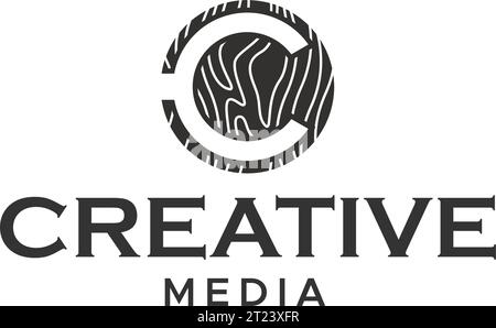 Minimalist Letter Mark CREATIVE MEDIA logo design Stock Vector