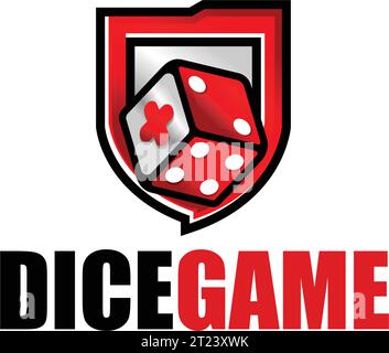 Modern Colorful DICE GAME Shield Plus logo design Stock Vector