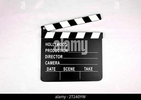 Film movie clapperboard on white background Stock Photo