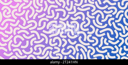 White curved lines isolated on gradient blue and purple background. Abstract background Stock Vector