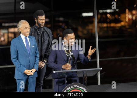 Leslie Odom Jr. speaks during 2023 National Action Network NAN Triumph Awards at Jazz at Lincoln Center in New York on October 16 2023 Stock Photo Alamy