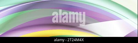 Colorful glossy elegant waves abstract banner design. Vector background Stock Vector