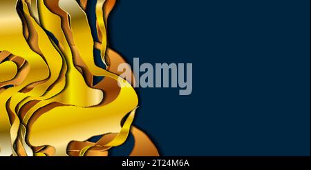 Luxury golden plastic curved waves abstract vector background Stock Vector