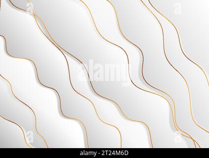 Shiny luxury golden and grey waves abstract corporate vector background Stock Vector