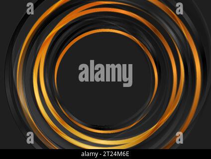 Black and bronze glossy circles abstract geometric background. Vector illustration Stock Vector