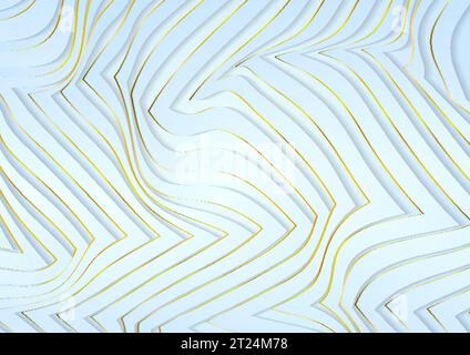 Light blue and golden refracted stripes pattern abstract luxury background. Vector design Stock Vector