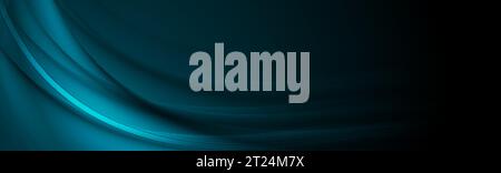 Dark blue abstract banner design with smooth blurred curved waves. Vector background Stock Vector