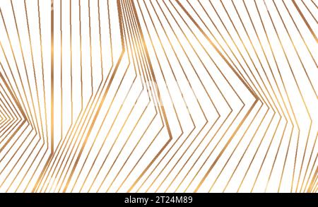 Abstract golden 3d lines refraction geometric minimal background. Vector art deco luxury design Stock Vector