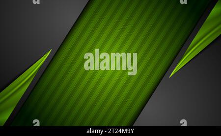 Green and black abstract geometric background with glossy stripes. Vector illustration Stock Vector