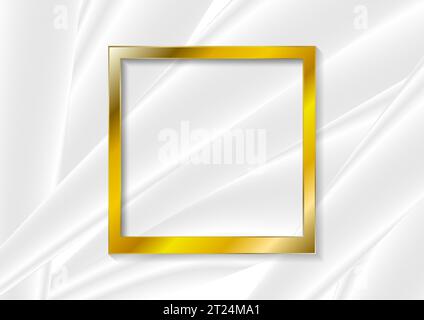 Vintage realistic golden blank instant photo frame. Abstract smooth grey background with bronze orange framework. Vector polaroid style imitation Stock Vector