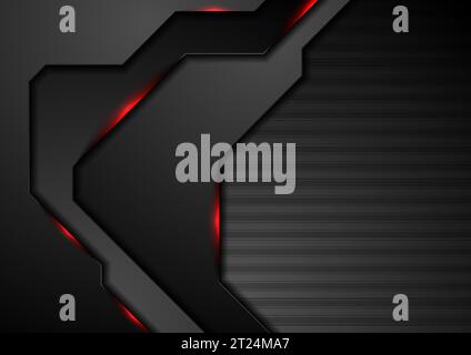 Black and glowing red abstract technology vector background Stock Vector