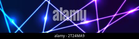 Blue ultraviolet neon glowing lines hi-tech abstract banner. Futuristic vector background Stock Vector