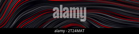 Black red curved smooth wavy lines abstract background. Vector banner design Stock Vector