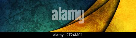 Dark green grunge texture background with luxury golden glossy waves. Vector banner Stock Vector