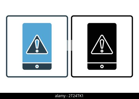 Phone error icon. phone with exclamation mark. icon related to Warning, notification. suitable for web site, app, user interfaces, printable etc. Soli Stock Vector