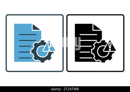 Error report icon. document with gear and exclamation mark. icon related to warning, notification. suitable for app, user interfaces, printable etc. S Stock Vector