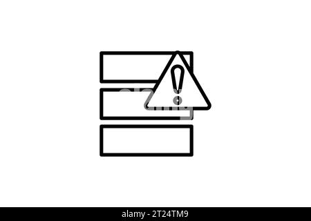 Data error icon. hard drive with exclamation mark. icon related to Warning, notification. suitable for app, user interfaces, printable etc. Line icon Stock Vector