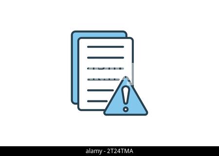 Document warning icon. document with exclamation mark. icon related to Warning, notification. suitable for app, user interfaces, printable etc. Flat l Stock Vector
