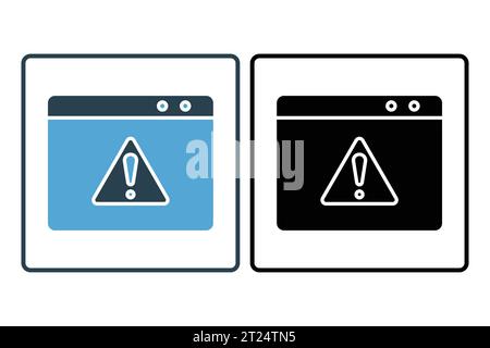 Web error icon. icon related to warning, notification. suitable for app, user interfaces, printable etc. Solid icon style. Simple vector design editab Stock Vector