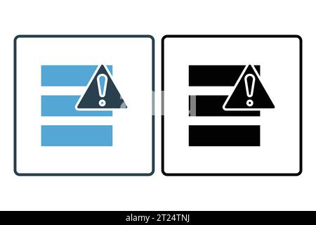 Data error icon. hard drive with exclamation mark. icon related to Warning, notification. suitable for app, user interfaces, printable etc. Solid icon Stock Vector