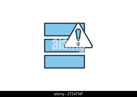 Data error icon. hard drive with exclamation mark. icon related to Warning, notification. suitable for app, user interfaces, printable etc. Flat line Stock Vector