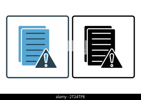 Document warning icon. document with exclamation mark. icon related to Warning, notification. suitable for app, user interfaces, printable etc. Solid Stock Vector