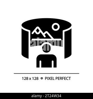 2D silhouette glyph style virtual landscape image icon Stock Vector