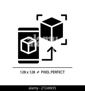2D silhouette glyph style futuristic technology icon Stock Vector
