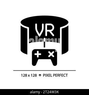 2D silhouette glyph style virtual reality icon Stock Vector