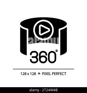2D silhouette glyph style 360 degree icon Stock Vector