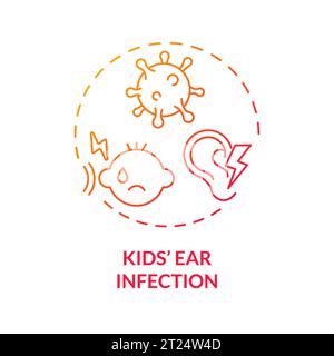 2D gradient icon kids ear infection concept Stock Vector