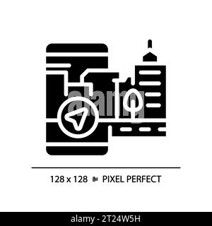 2D silhouette glyph style map navigation icon Stock Vector