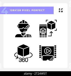 Simple glyph style VR, AR and MR icons pack Stock Vector