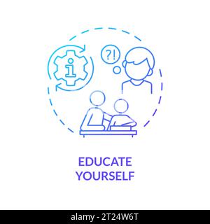 2D thin line gradient icon educate yourself concept Stock Vector