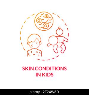 2D thin line gradient icon skin conditions in kids concept Stock Vector