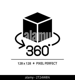 2D silhouette glyph style VR 360 icon Stock Vector