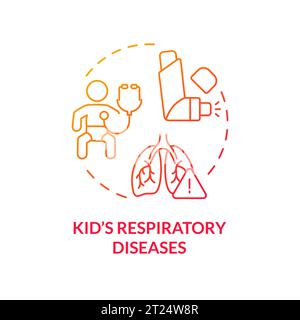 2D thin line gradient icon kids respiratory disease concept Stock Vector