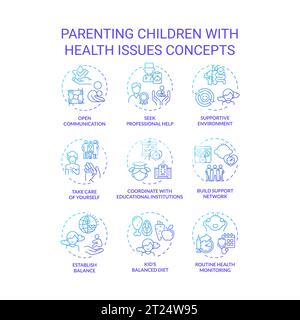 Gradient icons representing parenting children concepts Stock Vector