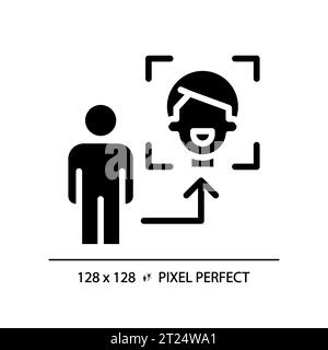 2D silhouette glyph style face recognition icon Stock Vector